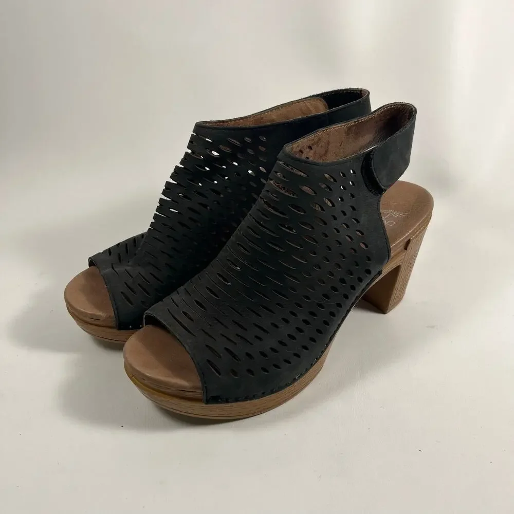 Dansko Danae Nubuck Leather Block Heel Sandals EU 37 US 7 Classic Summer Casual